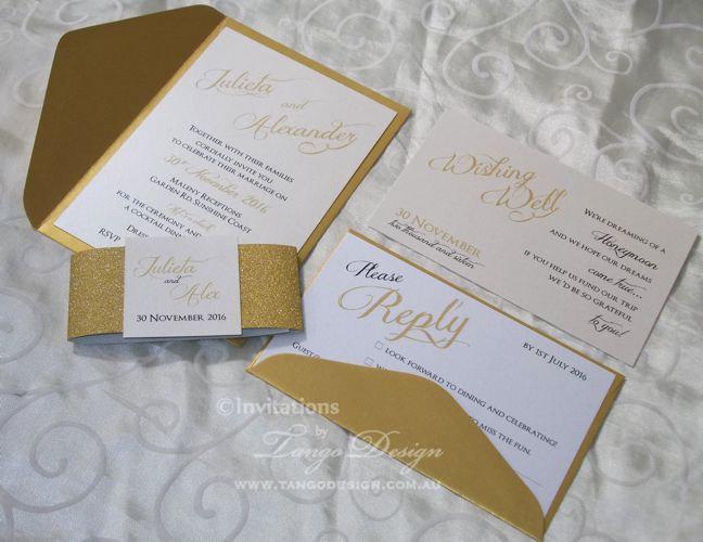 Wedding - Wedding Invitation Suite, (24) pink or gold invitations with rsvp,  info cards & envelopes- Custom wedding invitation