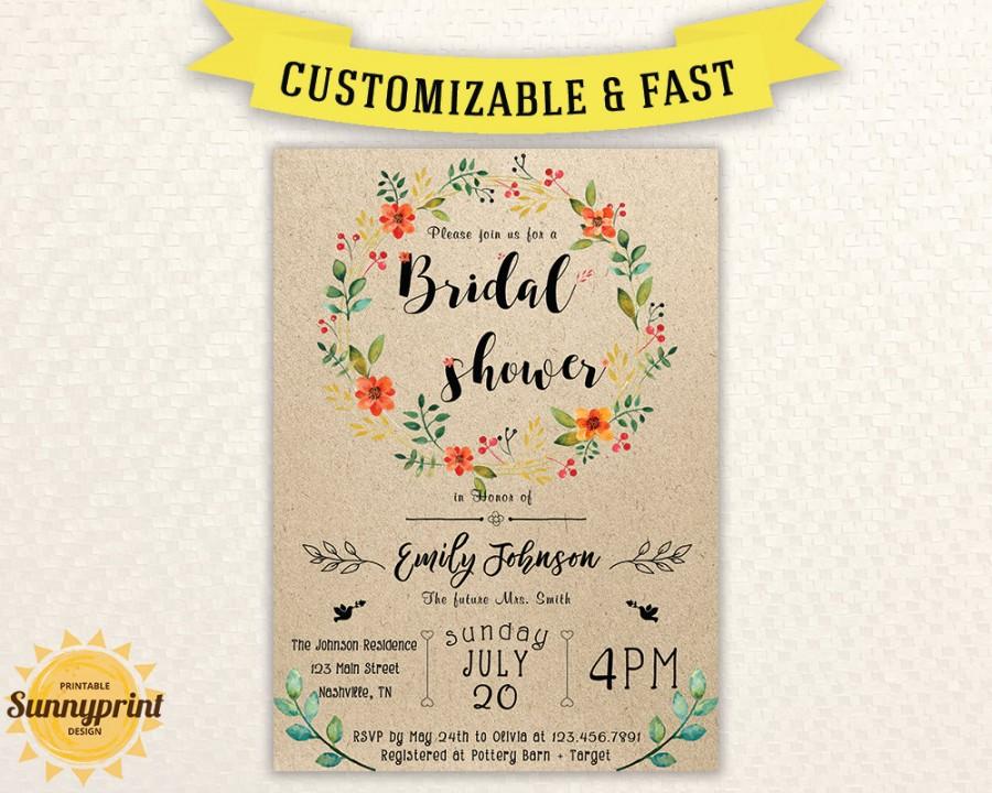 Свадьба - Bridal shower invites - Bridal shower vintage - Bridal shower invitation printable - Printable bridal shower invitation template - rustic