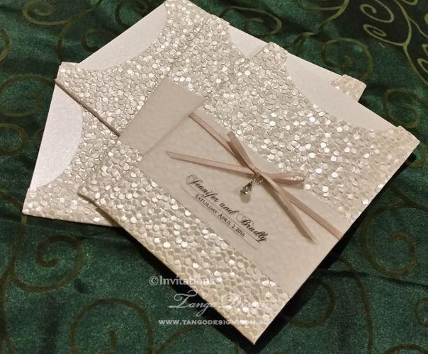 زفاف - Wedding Invitation with sparkle- pocket design - crystal embellismhent invitations - 1x SAMPLE