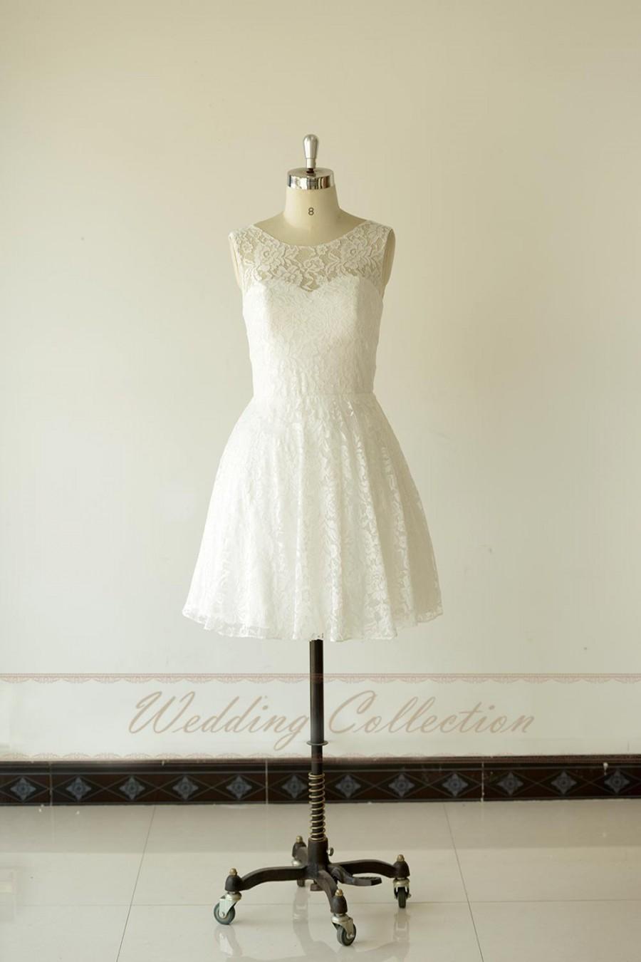 Hochzeit - Unique Wedding Dress,Reception/Destination Wedding Dresses Short Lace Bridal Dress