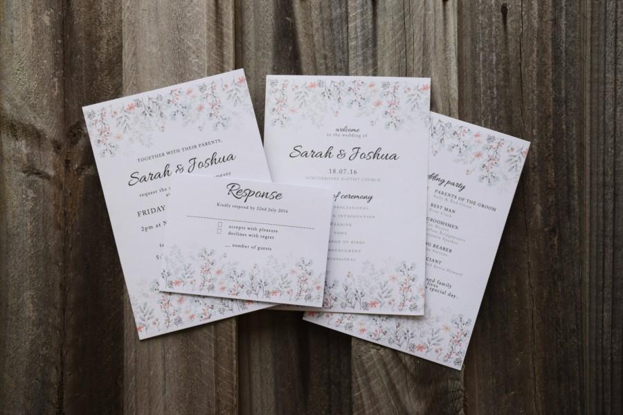 Hochzeit - Printable Wedding Invitation Suite + Programs Floral Rustic