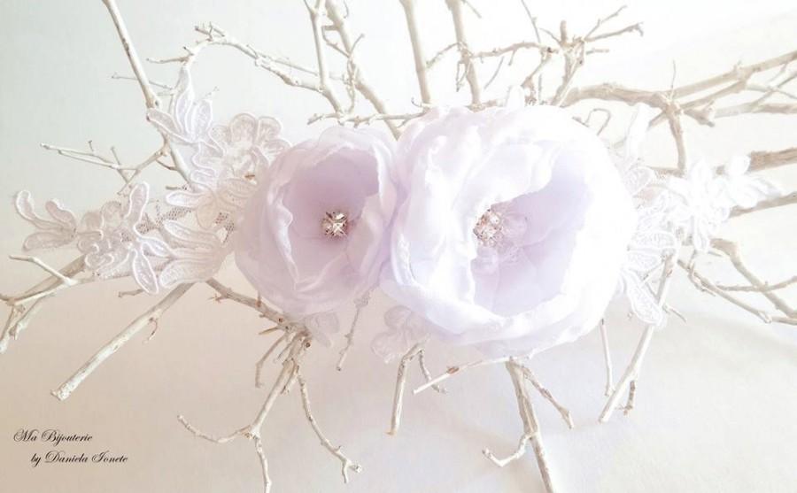 زفاف - Bridal Flower Hair Piece. Bridal Flower Hair Comb. Bridal Headpiece, Wedding Hair Accessory, Fascinator, Ivory Bridal Head Piece