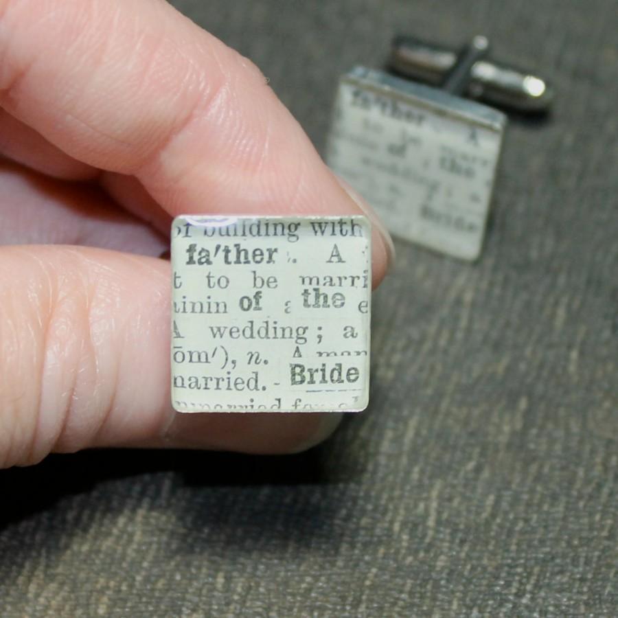 Mariage - Weddings Wedding Party  Father of the Bride Dictionary Sterling Silver Square Cuff Links