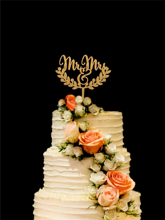 Wedding - Mr and Mrs Cake Topper Wedding Cake Topper Wood Cake Topper Gold Silver Cake Topper