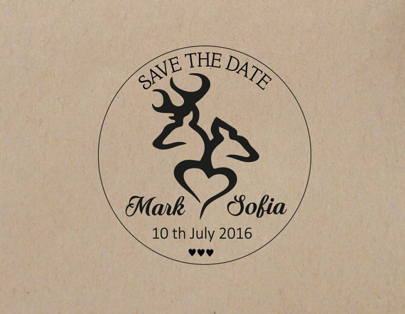 Mariage - Wedding Stamp Deer Personalized Wedding Stamp Rustic Buck and Doe Wedding Save the Date Stamp