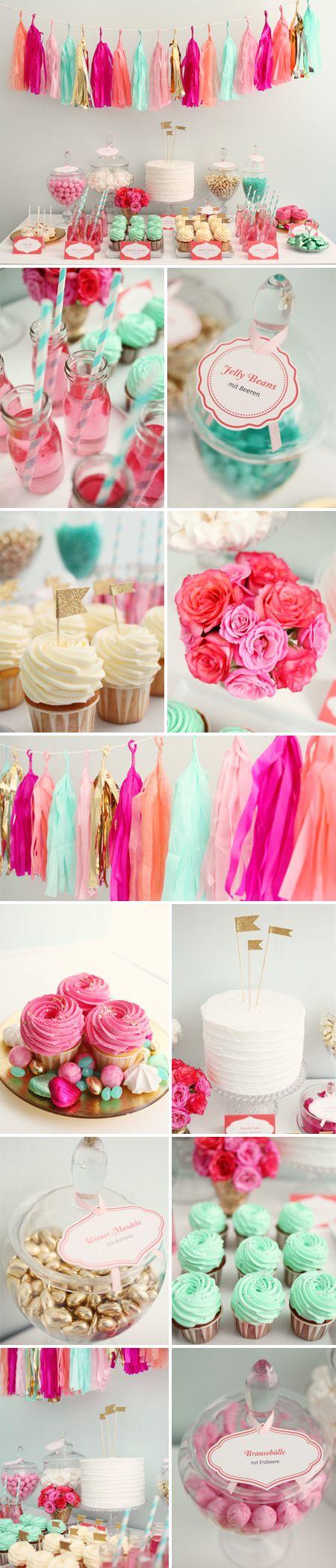 Hochzeit - Gorgeous Colorful Dessert Table - By Zuckermonarchie