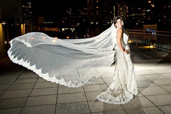 زفاف - Cathedral length veil with Alencon lace - Marni Jo