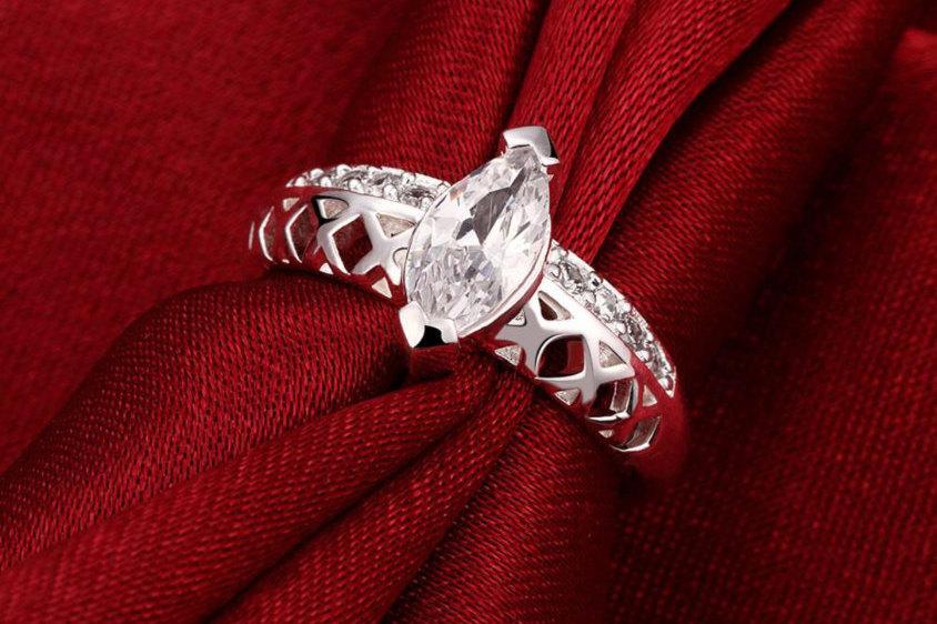 زفاف - Sterling Silver Ring Marquis Ring Cubic Zirconia Ring CZ Ring Promise Ring Engagement Ring Silver Ring Gemstone Ring Diamond Ring Topaz Ring