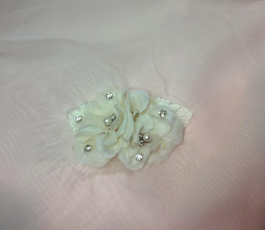 Свадьба - Bridal Hair Clip, Bridal Rose Hair Clip, Feather Hair Clip, Rose Hair Clip