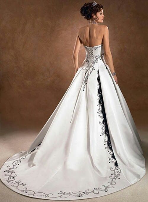 زفاف - Satin Pretty A-line Strapless Embroidered Wedding Dresses