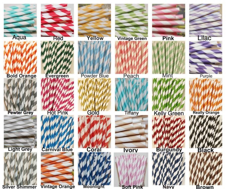 Mariage - 200 "Pick Your Color" Paper Straws, MADE IN USA, Paper Drinking Straw, Mason Jar Straws, Party Paper Straws, Wedding Straws, Bulk Discount