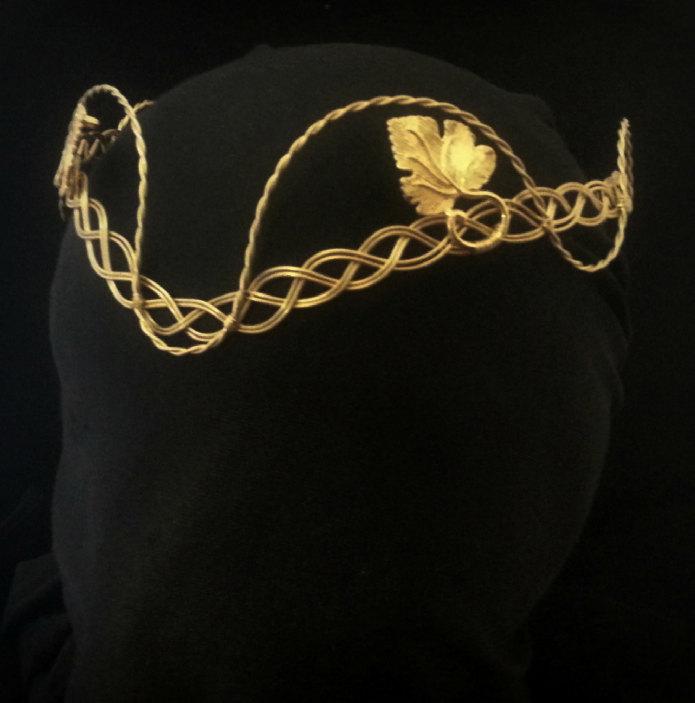 Mariage - Gold Celtic Handfasting wedding elven tiara circlet pagan headdress Leaf