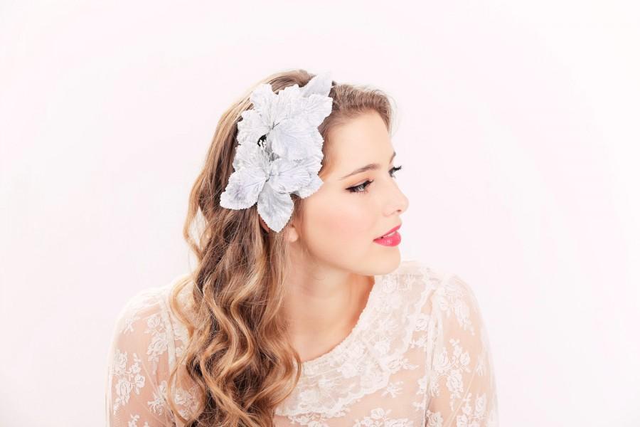 Свадьба - Bridal headband, bridal headpiece, wedding hair accessories, wedding headband, blue flower hair crown