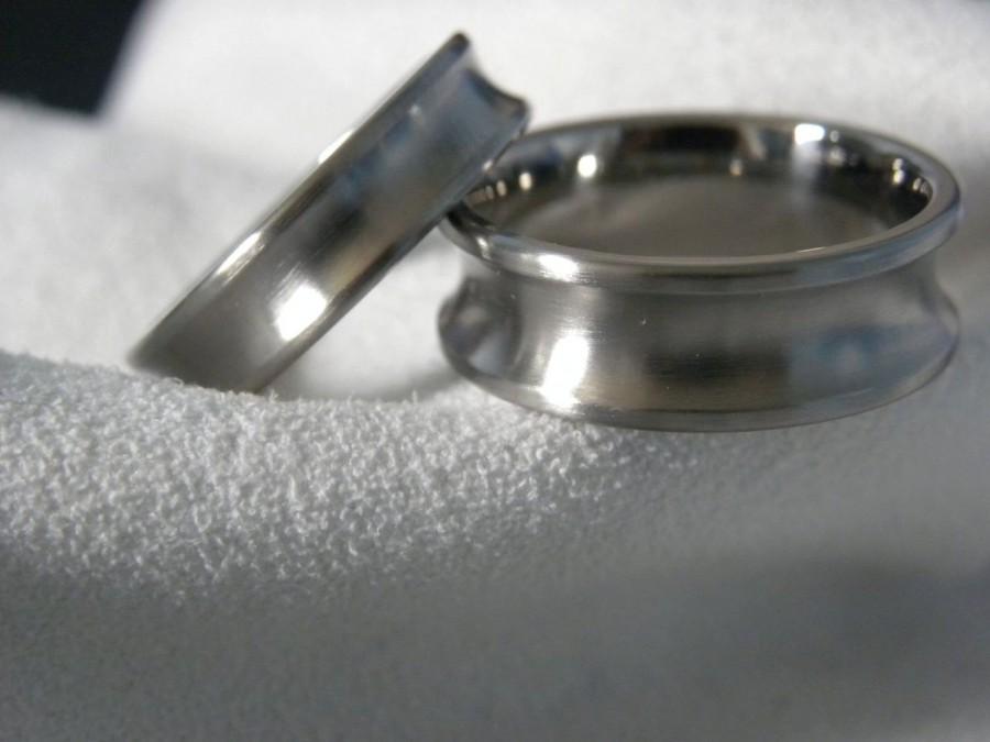 زفاف - Titanium Ring SET Concave Cut Profile Satin Finish