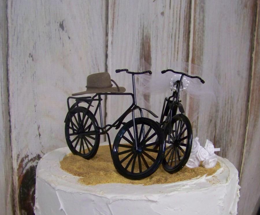 Wedding - Bicycle Cake Topper, Nature Lovers Cake Topper, Bike Lovers Cake Topper with Bouquet, Bikers Cake TopperBride and Groom Cake Topper