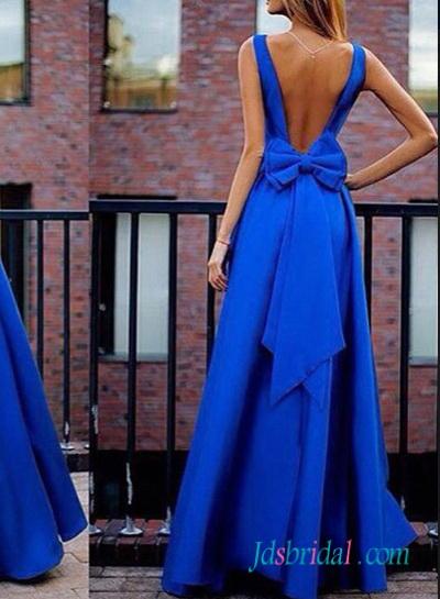 PD16088 Royal Blow Open Back Bow Taffeta Prom Gown Dress #2519816 