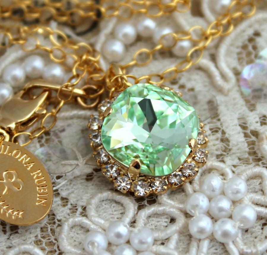زفاف - Mint Crystal Necklace, Bridal Mint Necklace, Bridesmaids Crystal Necklace Bridesmaids Gifts Gift for Woman,Mint Swarovski Crystal Necklace