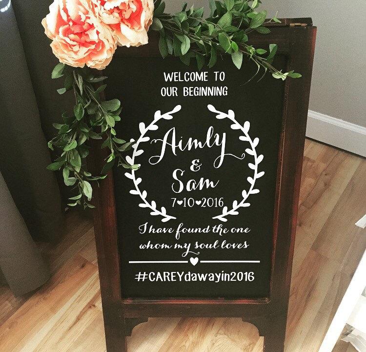 زفاف - Welcome Wedding Chalk Board Sign // Wedding Chalk Board Easel // Welcome To Our Beginning