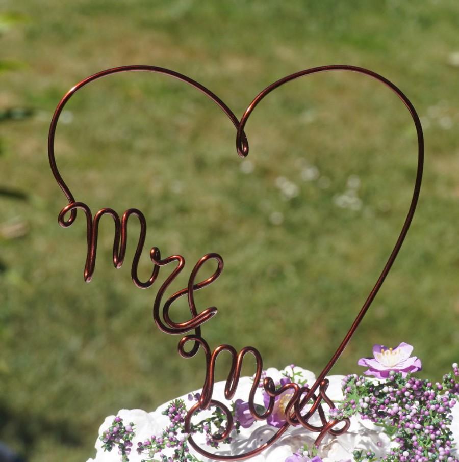 Mariage - Mr & Mrs Wire Cake Topper, Custom Colors
