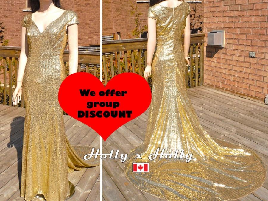 زفاف - Bridesmaid dress, gold sequin bridesmaid dresses, gold sequin dress, gold wedding dress, sequin wedding dress