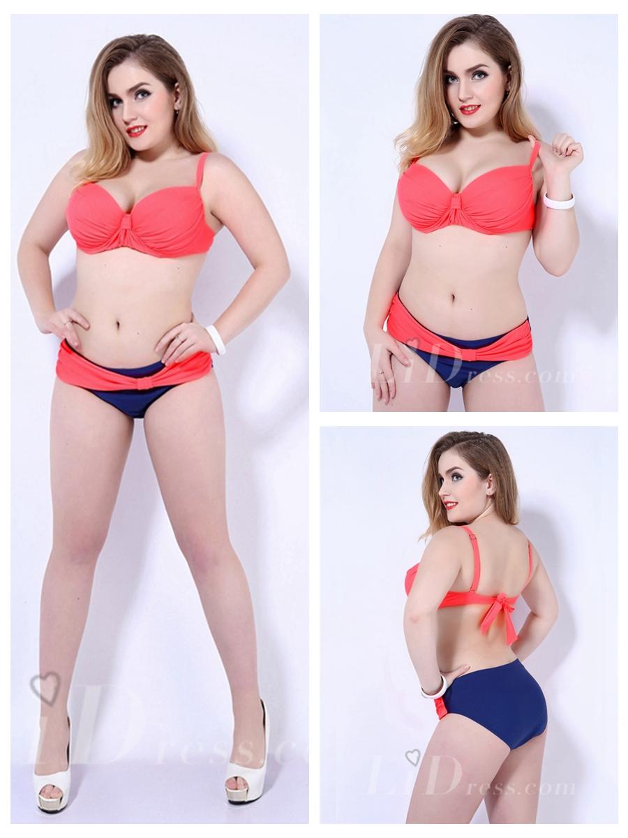 زفاف - Orange Red Mixed Colors Plus Size Womens Bikini Suit With Bandage Adornment Lidyy1605202061