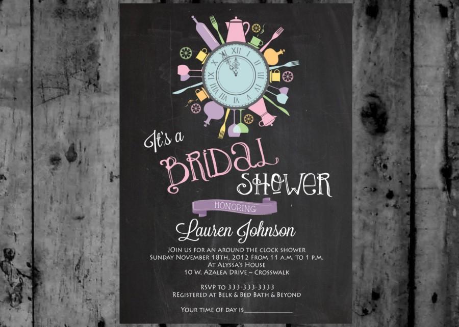 Hochzeit - Vintage Around the Clock Bridal Shower Printable Invitation