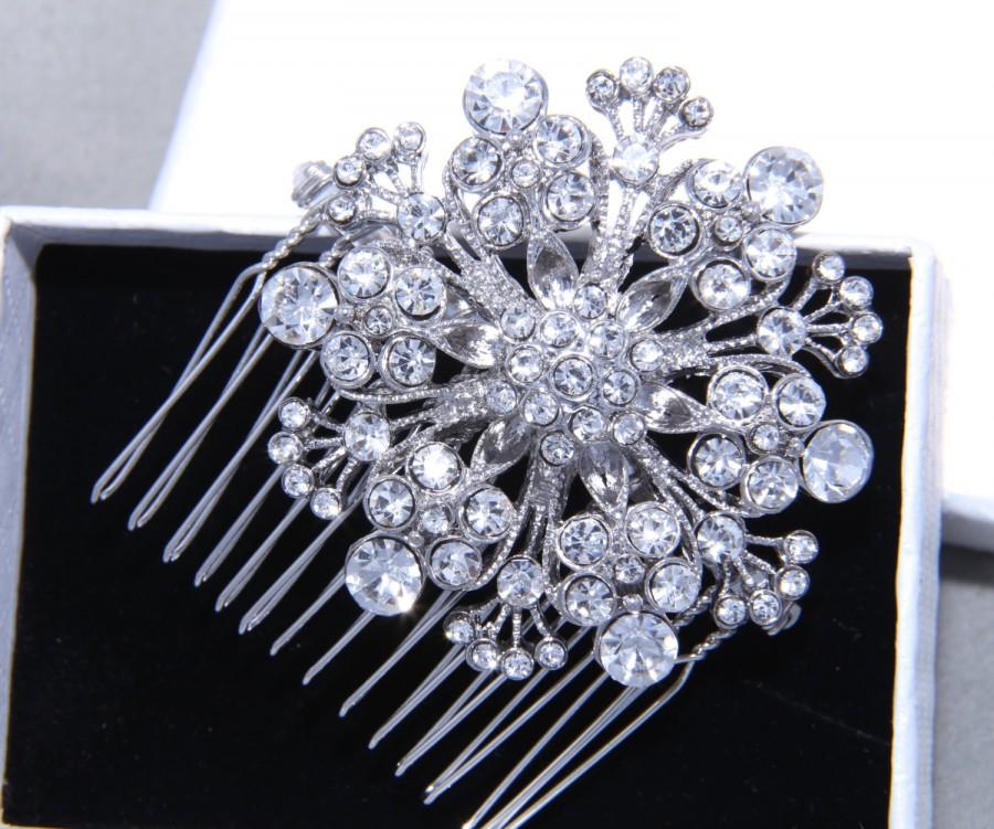 Hochzeit - Flower Snowflake Hair Accessories, Vintage Wedding Hair Comb, Crystal Rhinestone Bridal Hair Comb, Alligator clip, Bridal Hair Accessories