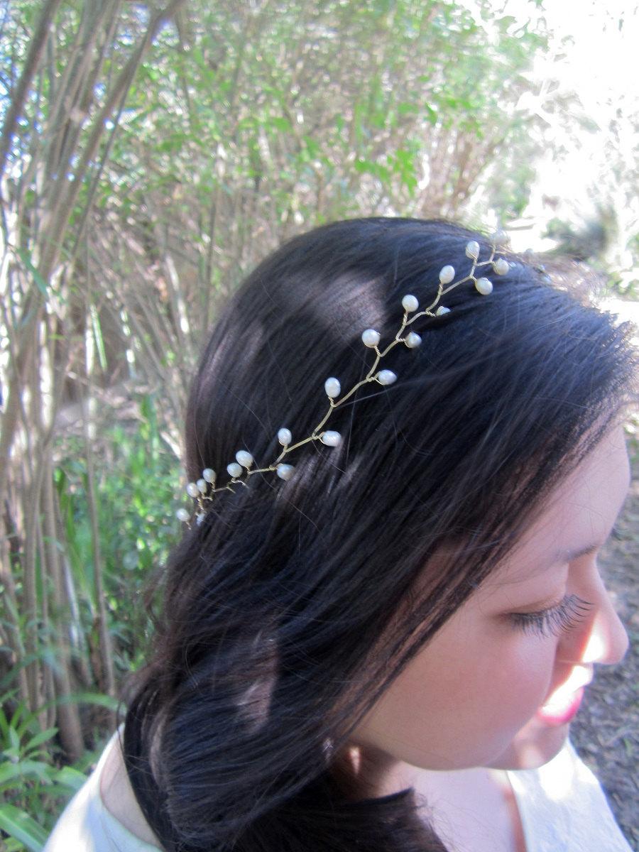 Свадьба - Pearl crown, bridal headpiece, pearl headband, hair vine, gold headband, wedding, jeweled headband, tiara headband, bridal crown, Bohemian