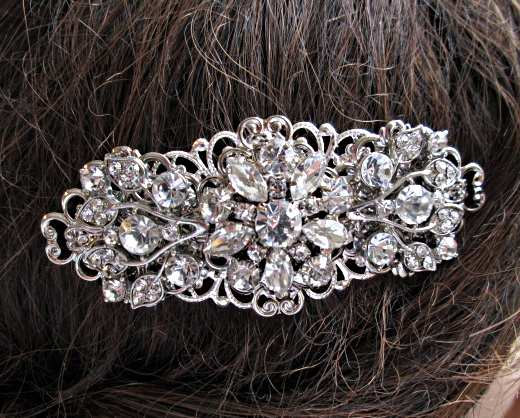 Mariage - Crystal hair Comb, Bridal hair clip, Wedding comb, Hair accessory, Silver rhinestone, hair Flower Decorative Combs, Bridal Barrette