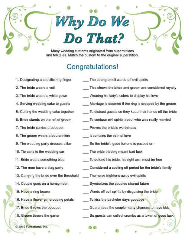 Wedding - Printable Why Do We Do That?