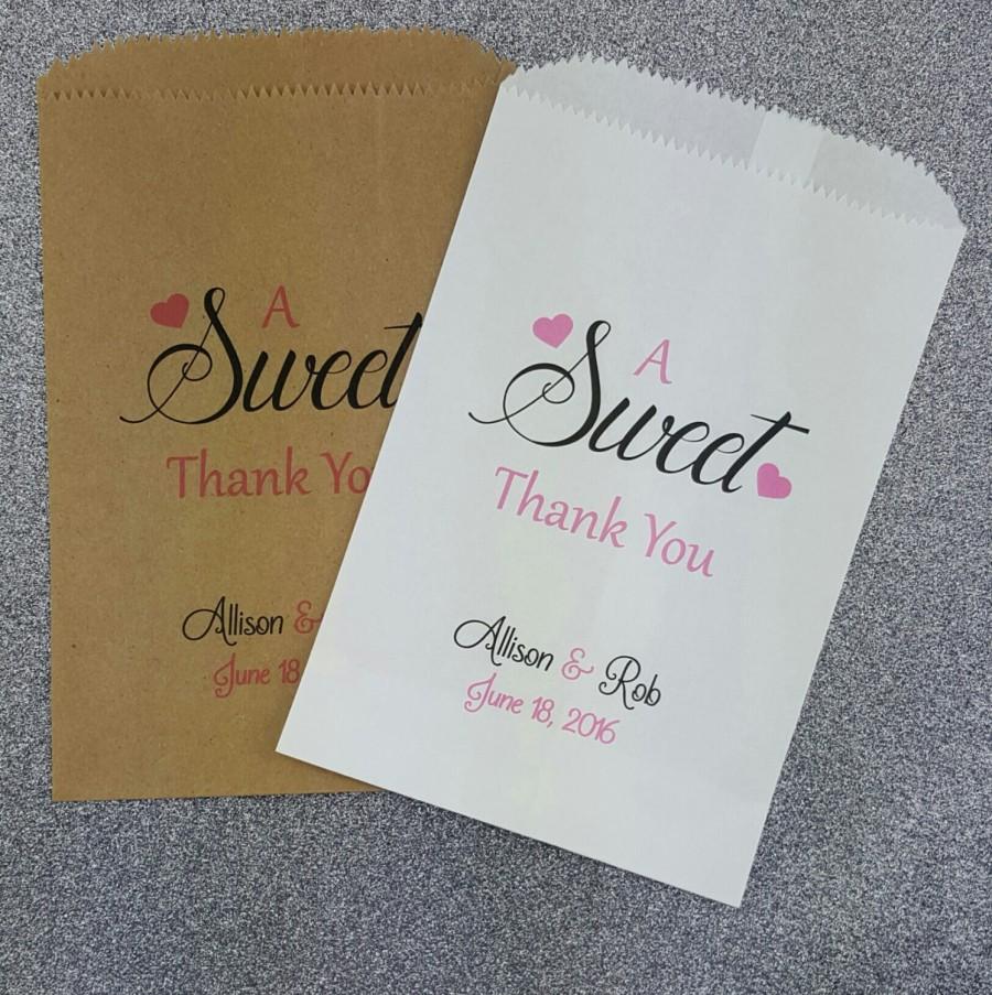 Mariage - A Sweet Thank You, Wedding Candy Bag, Wedding Candy Buffet, Candy Favor Bags, Treat Bags, Kraft Bags, Personalized bags, Paper Bag