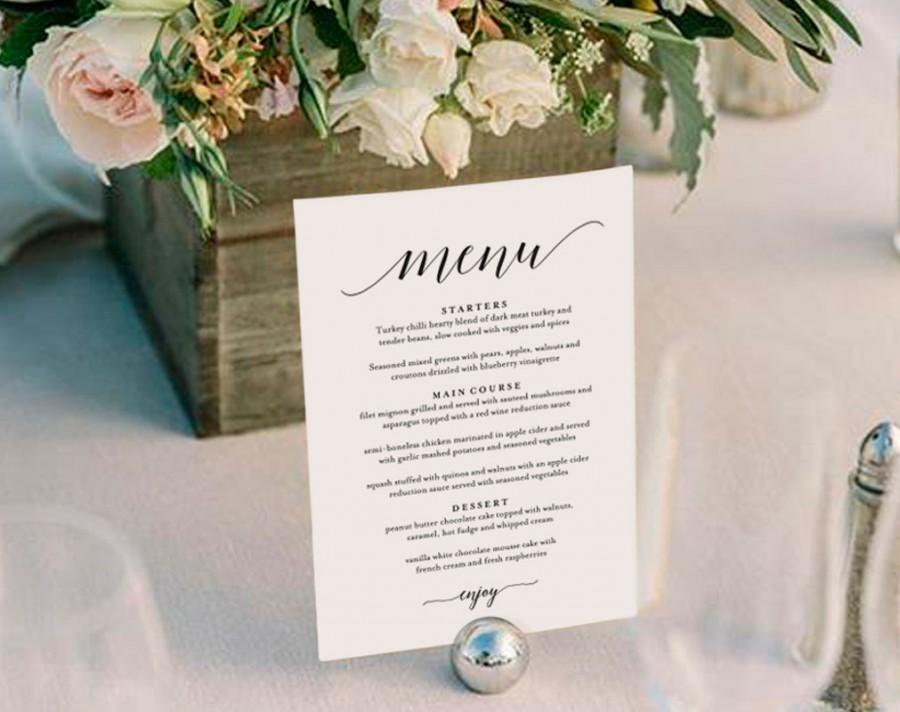 زفاف - Wedding Menu Template, Wedding Menu Printable, Wedding Menu Cards, Table Menu, Menu Sign, Table Setting, PDF Instant Download 