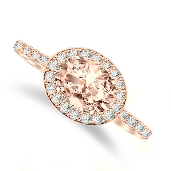 Rose gold morganite diamond engagement rings