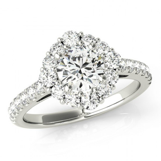 زفاف - 1 Carat Forever One Moissanite & Lotus Diamond Halo Engagement Ring 14k White Gold - Moissanite Engagement Rings for Women - Diamond Rings