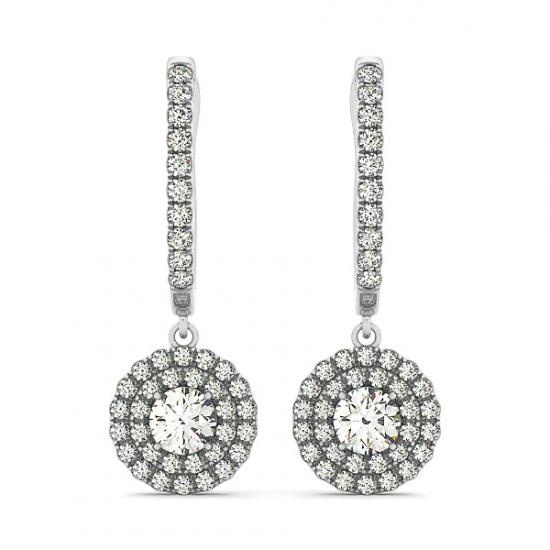 Mariage - 1 Carat Forever One Moissanite & Diamond Dangle Earrings - Moissanite Earrings for Women 14k