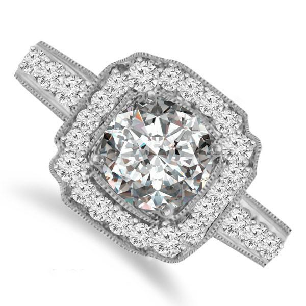 Wedding - 1 Carat Forever One Moissanite & Diamond Ring Engagement Rings - Vintage - Antique - Engagement Rings for Women