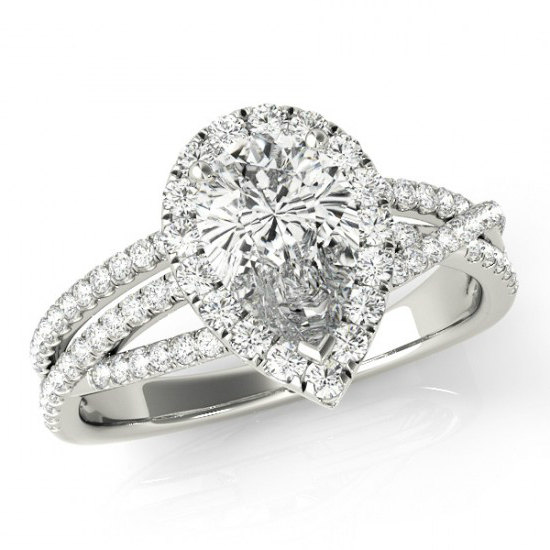 Mariage - 2.40 Carat Pear-Cut Forever Brilliant Moissanite & Diamond Halo Ring - Moissanite Vs Diamond - Jewelry