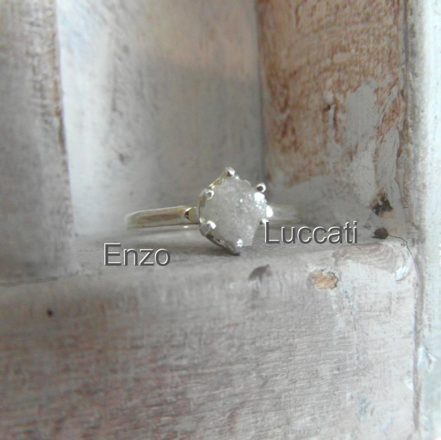 Mariage - Snow white-Raw Rough Diamond - Solitaire- promise-alternative engagement ring