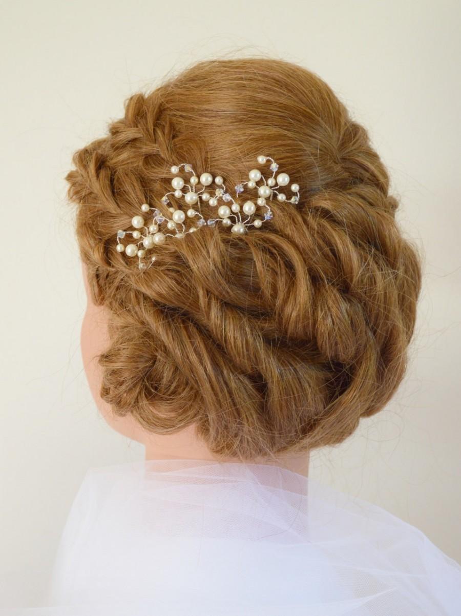 زفاف - Pearl Bridal Hair Pins, Crystal Bridal Hair Pins, Wedding Hair Accessories, Pearl Crystal Wedding Hair Pins, Formal Hair Clips,