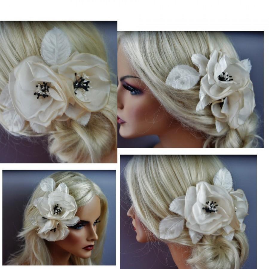 Свадьба - Champagne Nude, Ivory, White -Silk Flowers , Choose Your Center-Champagne- mixed with black, or your choice