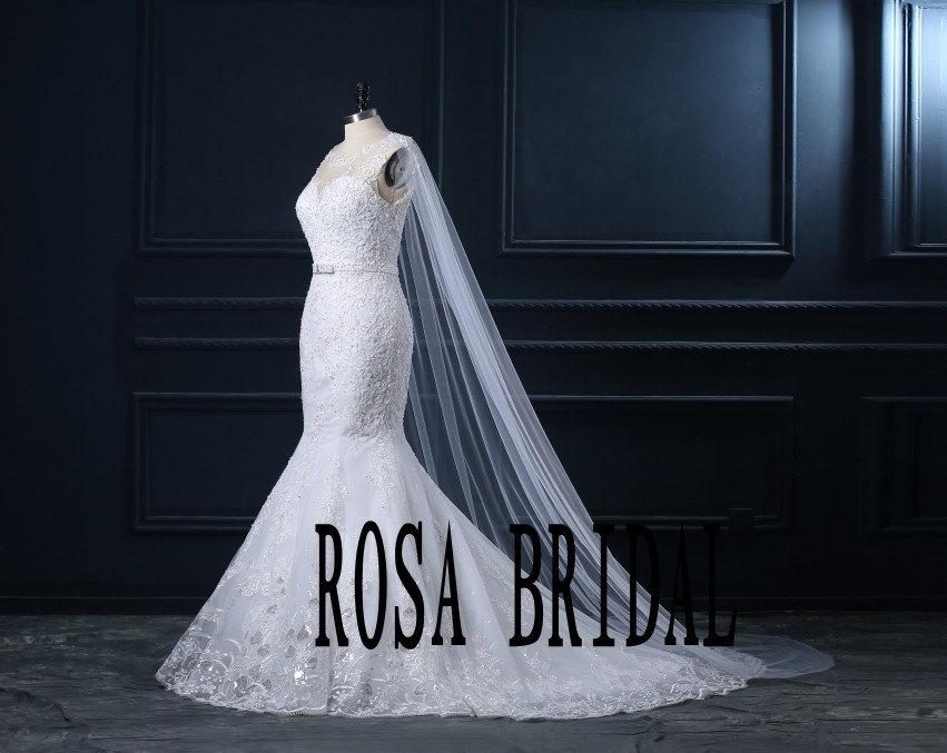 زفاف - Handmade Applique Beading Mermaid Wedding Dress with Shawl Sweetheart Neck Custom Size