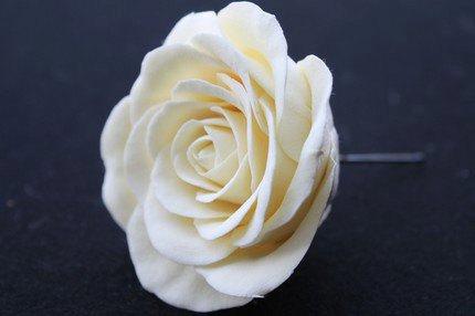 Mariage - Ivory rose bridal hair flower pin, clip, fascinator, accessory, wedding