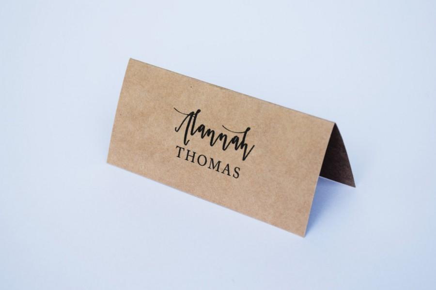 Mariage - Wedding Place Cards Kraft Fold-over Placecards - Rustic Wedding Personalised Customised Place Cards
