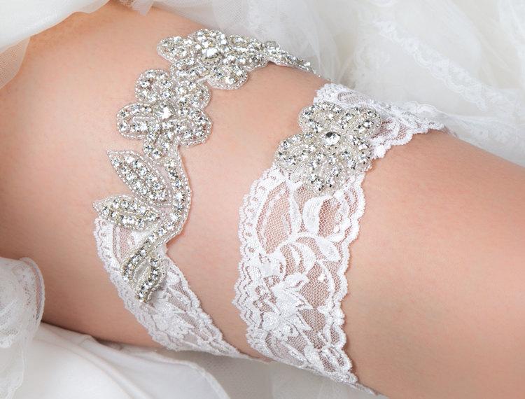 Hochzeit - Bridal Garter Set - Wedding Garter with Crystals