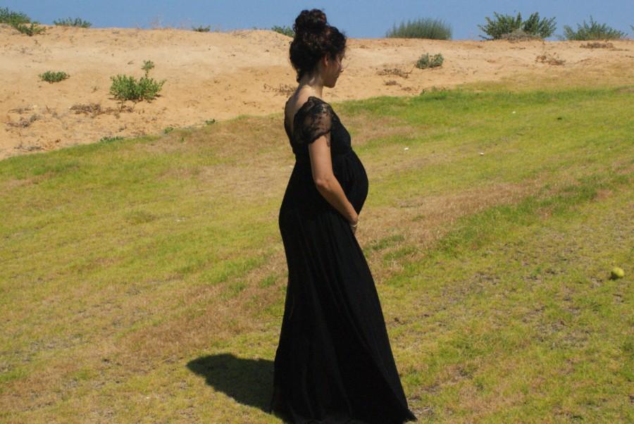 Wedding - Bridesmaids glamours pregnancy black maxi dress