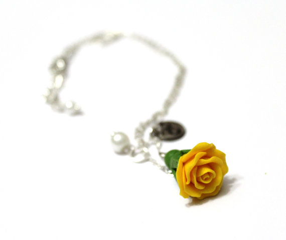 زفاف - Rosebud Infinity Necklace Yellow Rose Necklace, Flower Jewelry, Infinity Necklace, Charm, Bridesmaid Necklace, Yellow Bridesmaid Jewelry