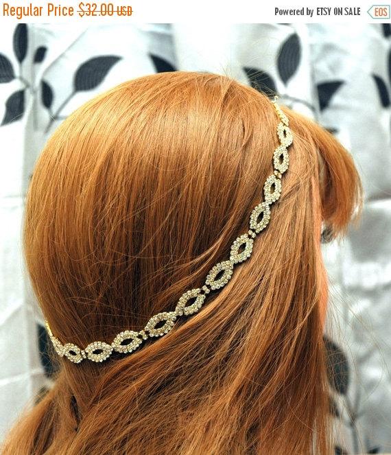 Hochzeit - Silver Wedding Headband Crystal Bridal Hair Piece Gold Headpiece Wedding Accessories Wedding Head Chain