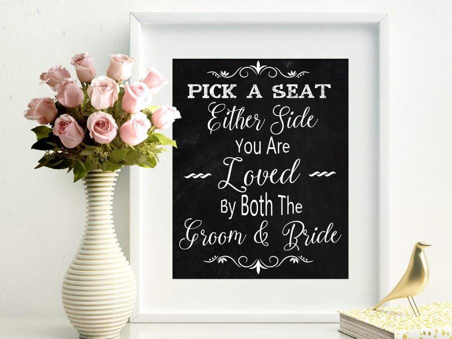 Wedding - 50% SALE Printable Wedding Sign Pick a Seat, Chalkboard Wedding Sign, Seating sign printable chalkboard