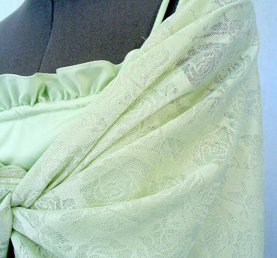 Mariage - Vintage 1980's Prom Party Dress, Mint Green Slinky Formal with Wrap Shawl, Modern Size 10, Medium