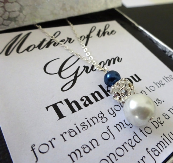 زفاف - Mother of the groom necklace, Mother's jewelry, mother of the groom gift, Nawy pearl sterling silver necklace